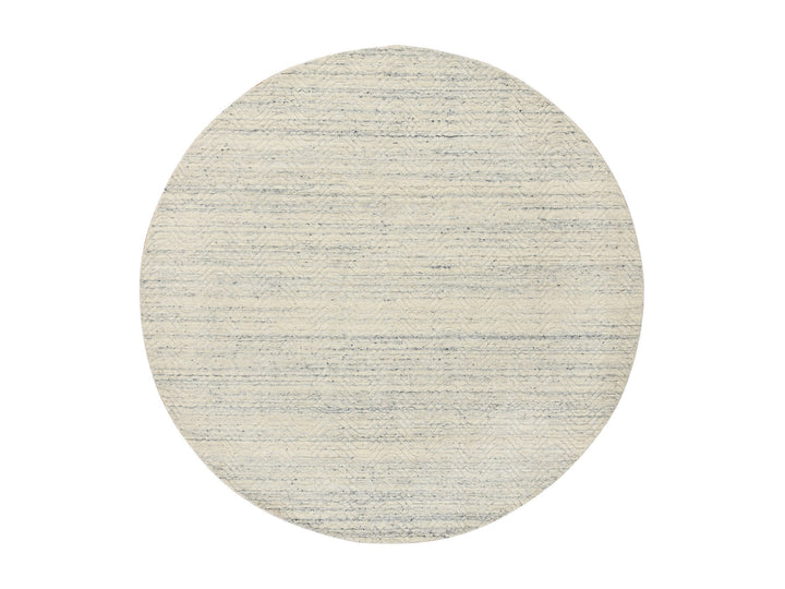 6'0" x 6'0" New Hand Loomed Beige Wool Round Oriental Rug - MOA10264838