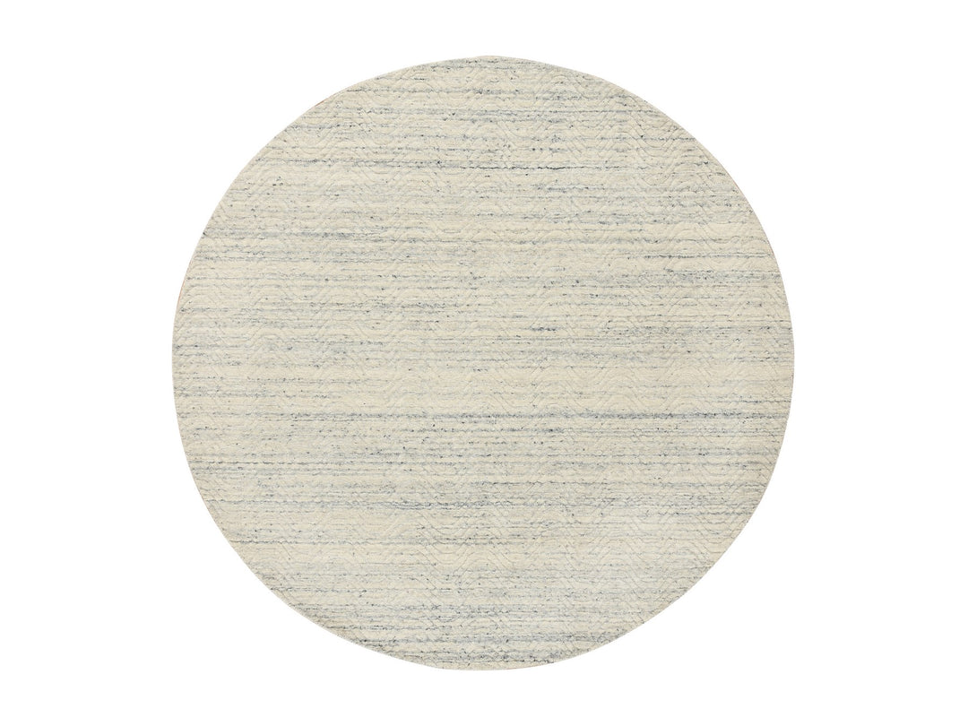 6'0" x 6'0" New Hand Loomed Beige Wool Round Oriental Rug - MOA10264838