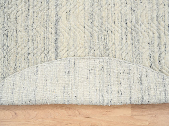 6'0" x 6'0" New Hand Loomed Beige Wool Round Oriental Rug - MOA10264838