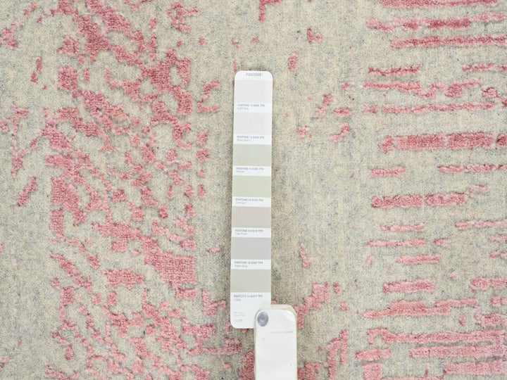 11'10" x 15'1" New Hand Loomed Pink Wool & Art Silk Rectangle Oriental Rug - MOA10264841