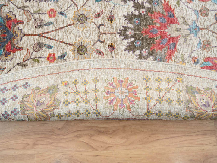 14'0" x 14'0" New Hand Knotted Multicolored Wool & Silk Round Oriental Rug - MOA10264912