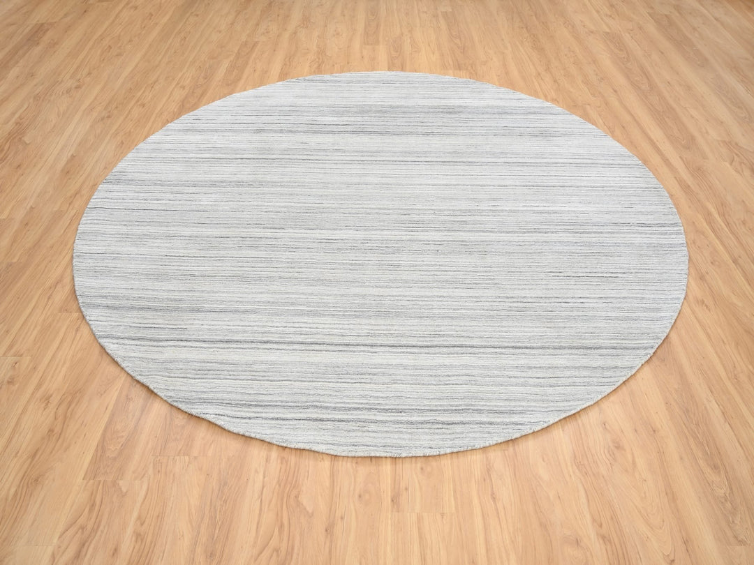9'9" x 9'9" New Hand Loomed Grey Wool Round Oriental Rug - MOA10264980