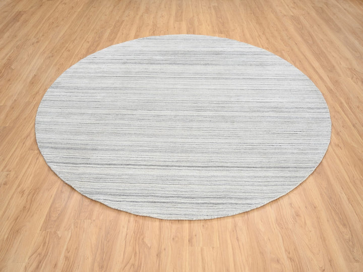9'9" x 9'9" New Hand Loomed Grey Wool Round Oriental Rug - MOA10264980