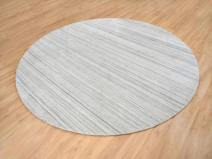 9'9" x 9'9" New Hand Loomed Grey Wool Round Oriental Rug - MOA10264980