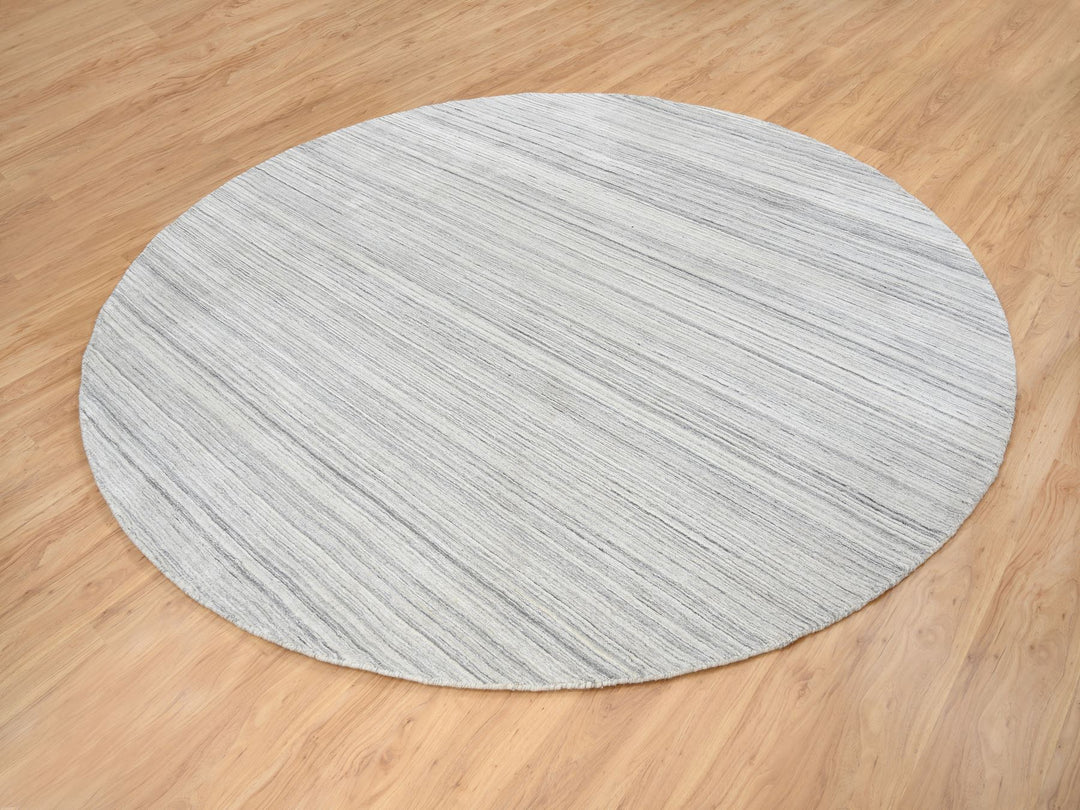 9'9" x 9'9" New Hand Loomed Grey Wool Round Oriental Rug - MOA10264980