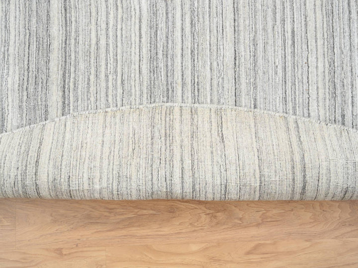 9'9" x 9'9" New Hand Loomed Grey Wool Round Oriental Rug - MOA10264980