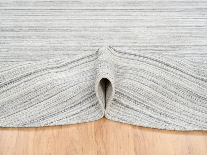 9'9" x 9'9" New Hand Loomed Grey Wool Round Oriental Rug - MOA10264980