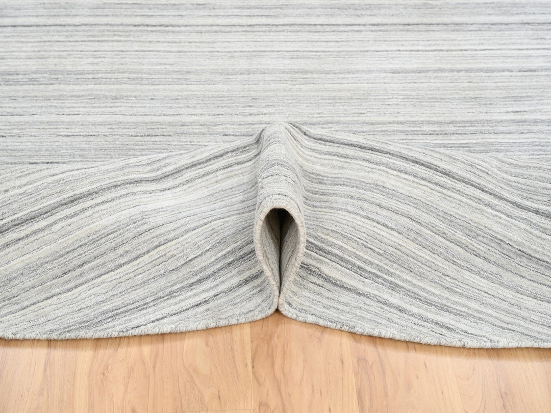 9'9" x 9'9" New Hand Loomed Grey Wool Round Oriental Rug - MOA10264980