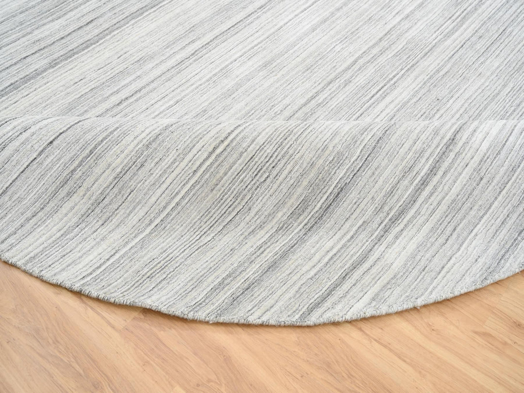 9'9" x 9'9" New Hand Loomed Grey Wool Round Oriental Rug - MOA10264980