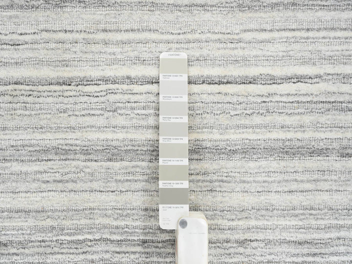 9'9" x 9'9" New Hand Loomed Grey Wool Round Oriental Rug - MOA10264980