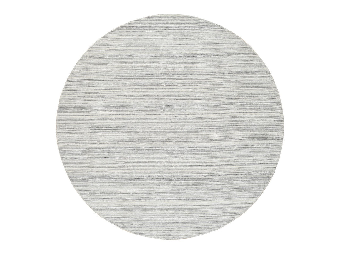 8'0" x 8'0" New Hand Loomed Grey Wool Round Oriental Rug - MOA10264982