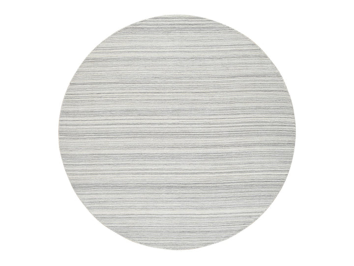 8'0" x 8'0" New Hand Loomed Grey Wool Round Oriental Rug - MOA10264982