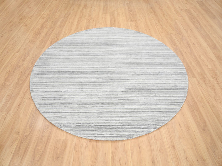 8'0" x 8'0" New Hand Loomed Grey Wool Round Oriental Rug - MOA10264982