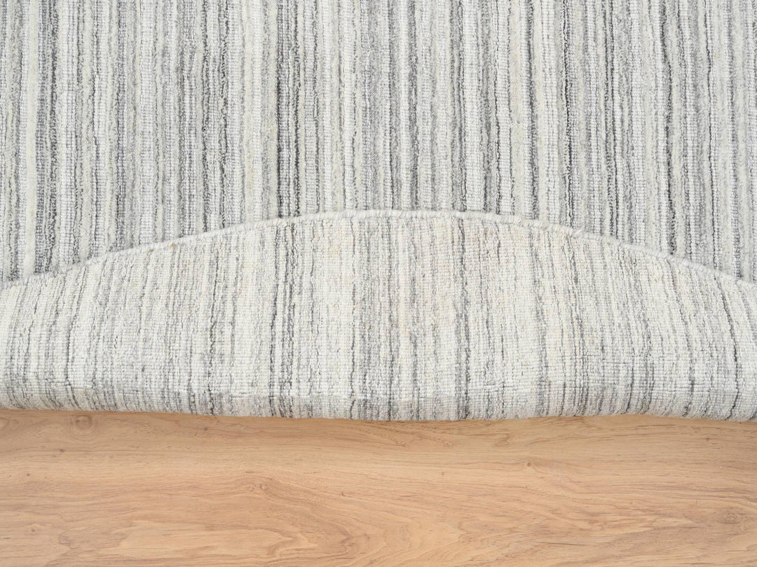 8'0" x 8'0" New Hand Loomed Grey Wool Round Oriental Rug - MOA10264982