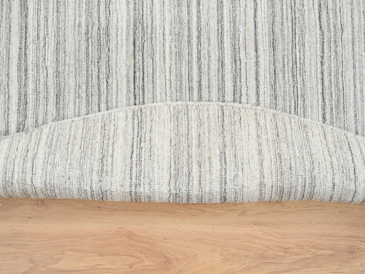 8'0" x 8'0" New Hand Loomed Grey Wool Round Oriental Rug - MOA10264982