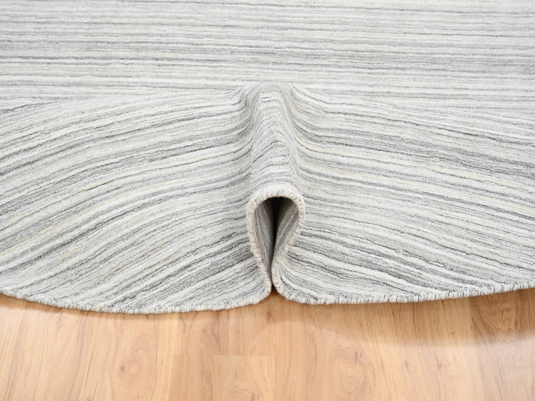 8'0" x 8'0" New Hand Loomed Grey Wool Round Oriental Rug - MOA10264982