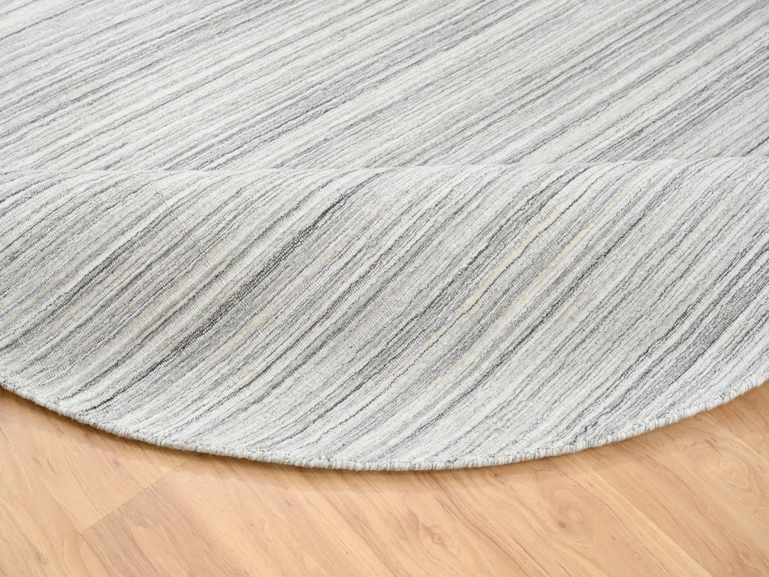 8'0" x 8'0" New Hand Loomed Grey Wool Round Oriental Rug - MOA10264982