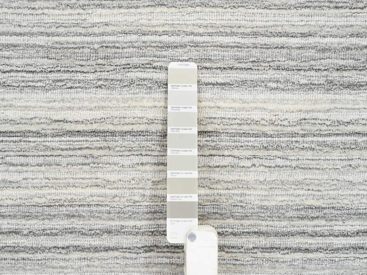 8'0" x 8'0" New Hand Loomed Grey Wool Round Oriental Rug - MOA10264982