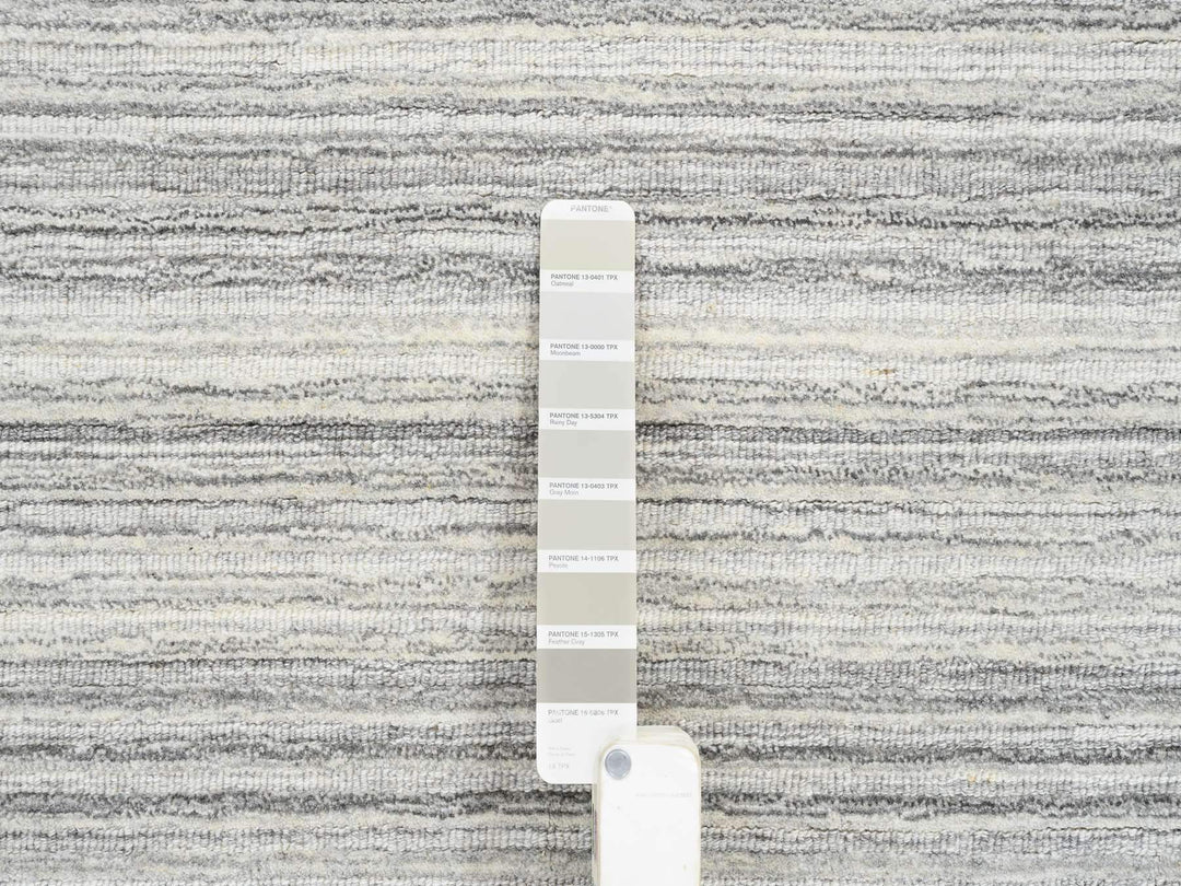 8'0" x 8'0" New Hand Loomed Grey Wool Round Oriental Rug - MOA10264982