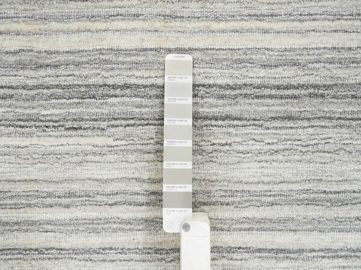 5'10" x 5'10" New Hand Loomed Grey Wool Round Oriental Rug - MOA10264984