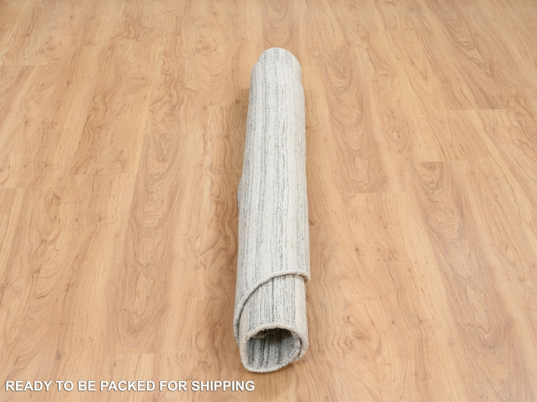 5'10" x 5'10" New Hand Loomed Grey Wool Round Oriental Rug - MOA10264984