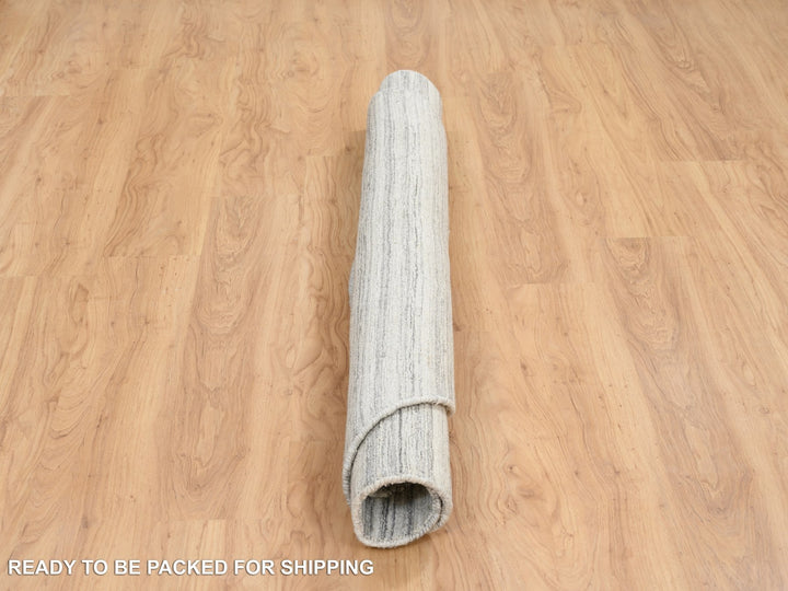 5'10" x 5'10" New Hand Loomed Grey Wool Round Oriental Rug - MOA10264984