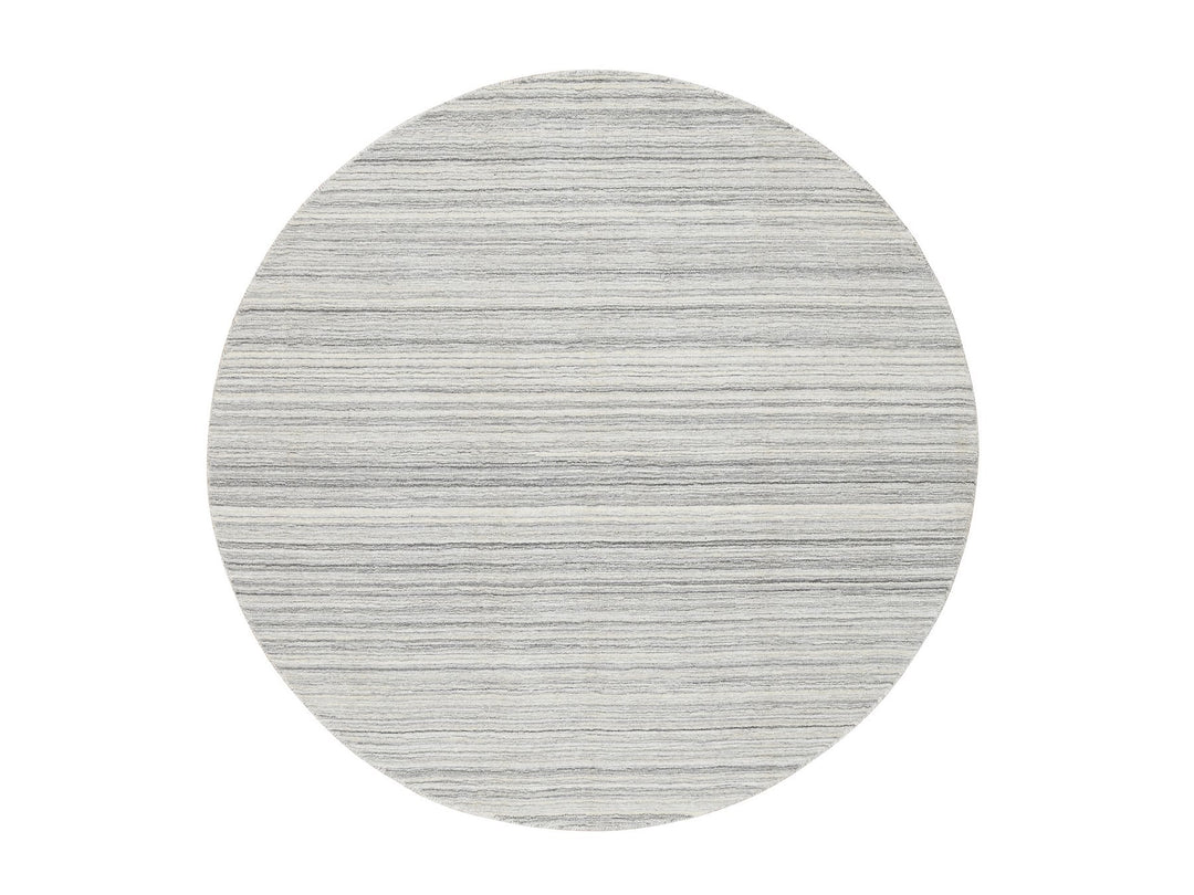 6'0" x 6'0" New Hand Loomed Grey Wool Round Oriental Rug - MOA10264985