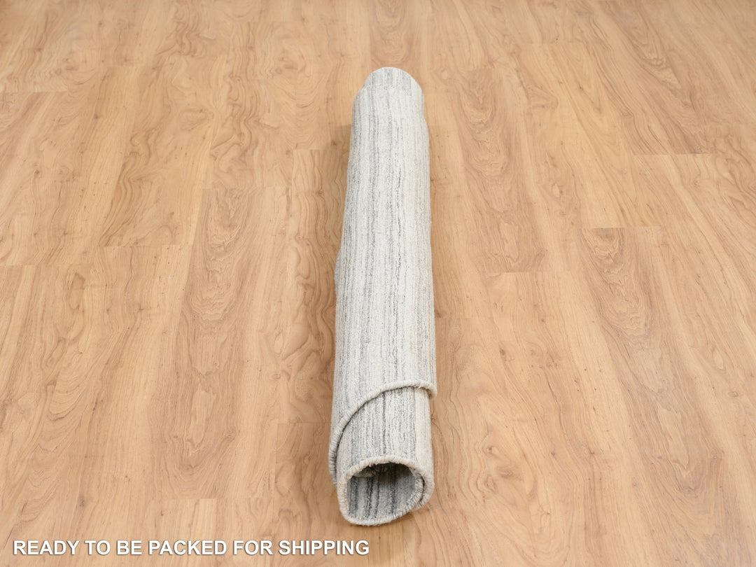 6'0" x 6'0" New Hand Loomed Grey Wool Round Oriental Rug - MOA10264985