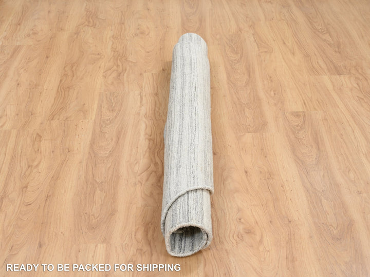 6'0" x 6'0" New Hand Loomed Grey Wool Round Oriental Rug - MOA10264985