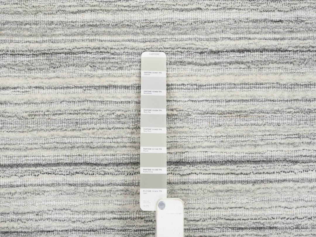 6'0" x 6'0" New Hand Loomed Grey Wool Square Oriental Rug - MOA10264986