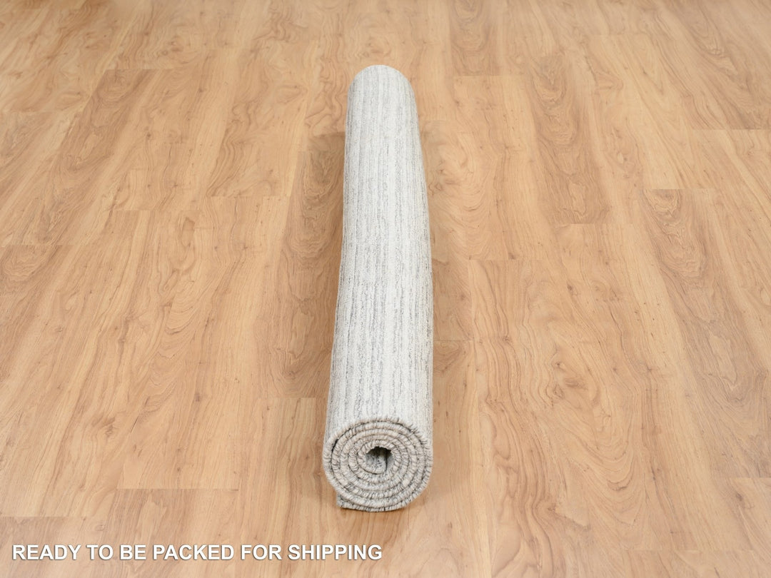 6'0" x 6'0" New Hand Loomed Grey Wool Square Oriental Rug - MOA10264986