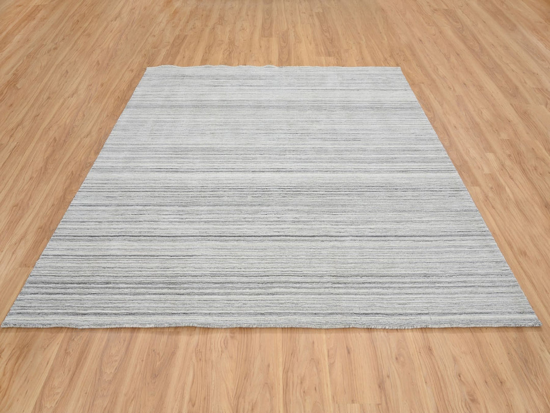8'1" x 8'0" New Hand Loomed Grey Wool Square Oriental Rug - MOA10264990