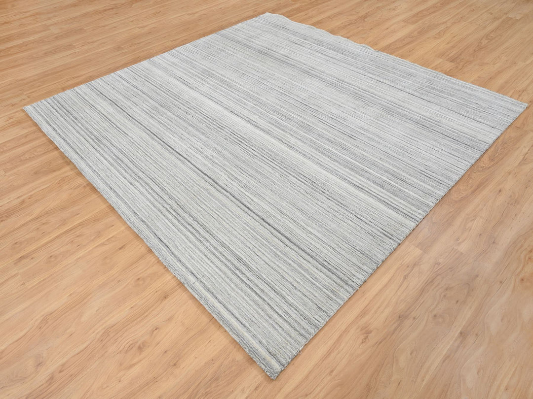 8'1" x 8'0" New Hand Loomed Grey Wool Square Oriental Rug - MOA10264990