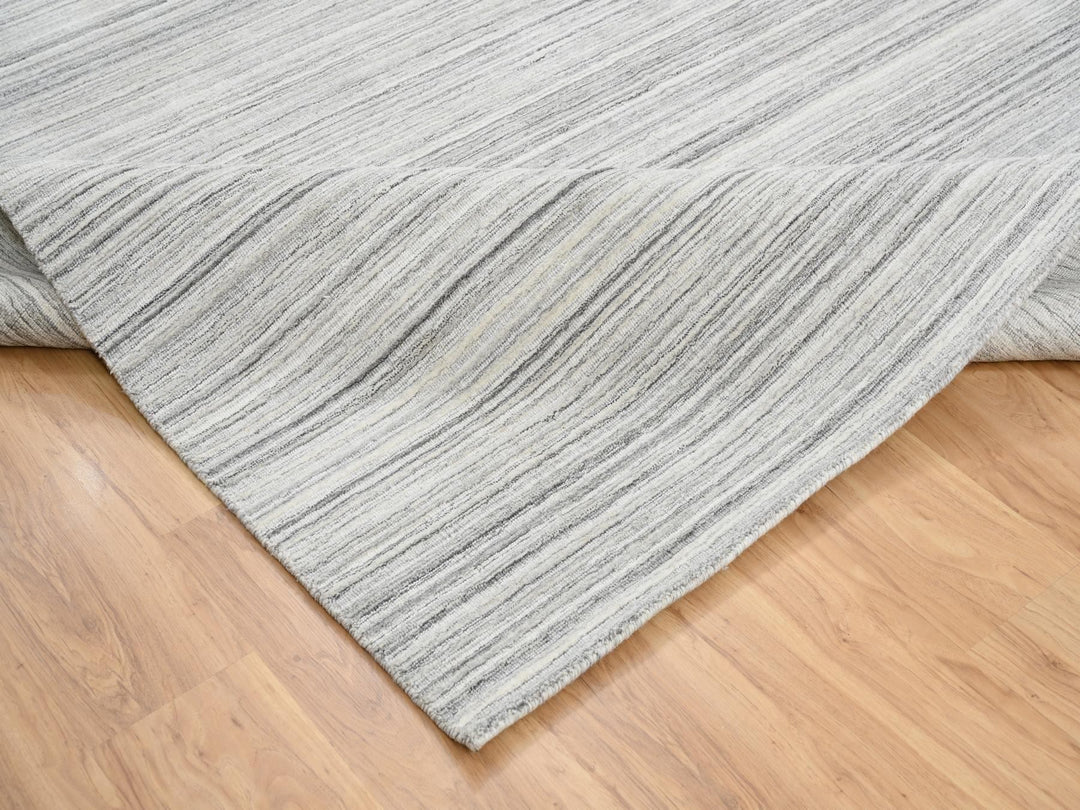 8'1" x 8'0" New Hand Loomed Grey Wool Square Oriental Rug - MOA10264990