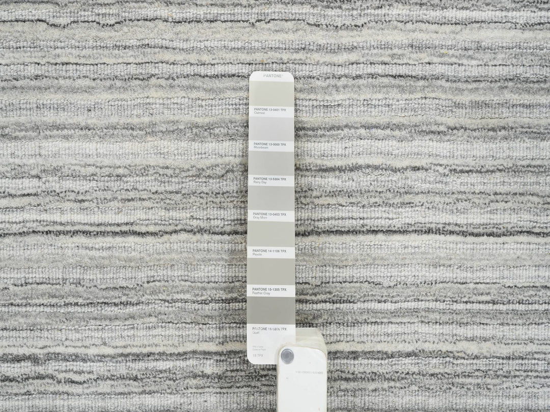 8'1" x 8'0" New Hand Loomed Grey Wool Square Oriental Rug - MOA10264990