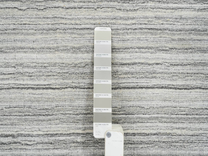 8'1" x 8'0" New Hand Loomed Grey Wool Square Oriental Rug - MOA10264990