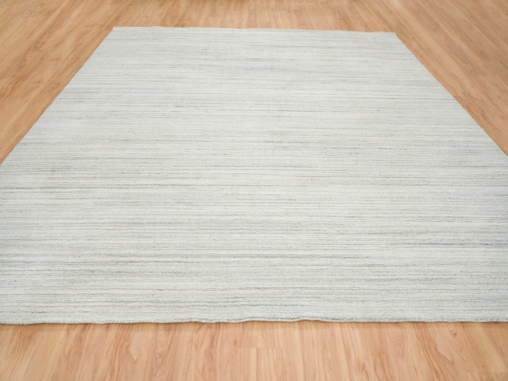 12'1" x 12'0" New Hand Loomed Ivory Wool Square Oriental Rug - MOA10264994