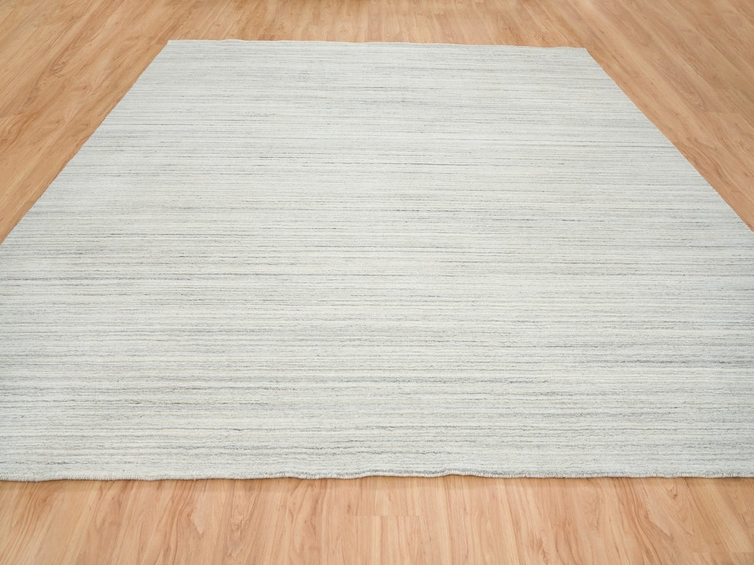 12'1" x 12'0" New Hand Loomed Ivory Wool Square Oriental Rug - MOA10264994