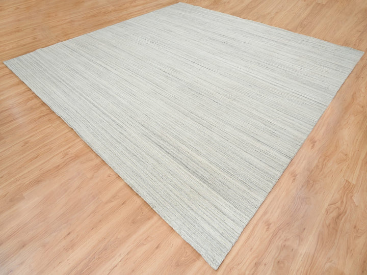 12'1" x 12'0" New Hand Loomed Ivory Wool Square Oriental Rug - MOA10264994