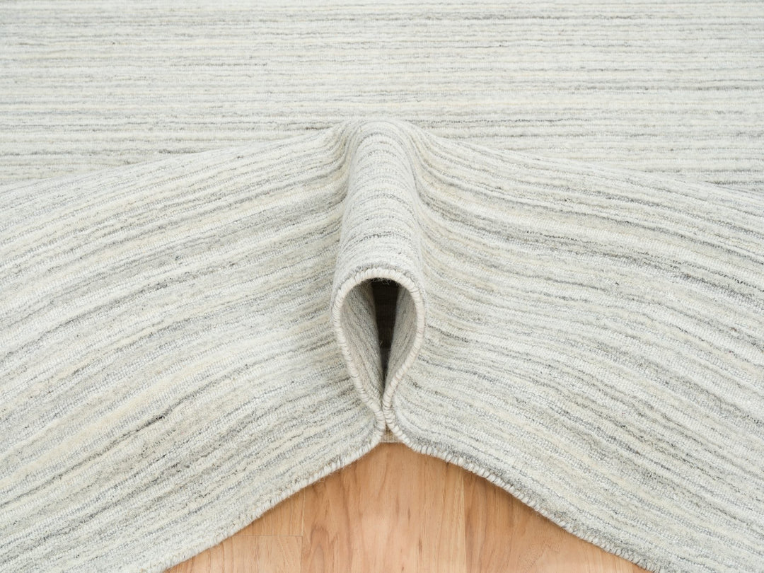 12'1" x 12'0" New Hand Loomed Ivory Wool Square Oriental Rug - MOA10264994