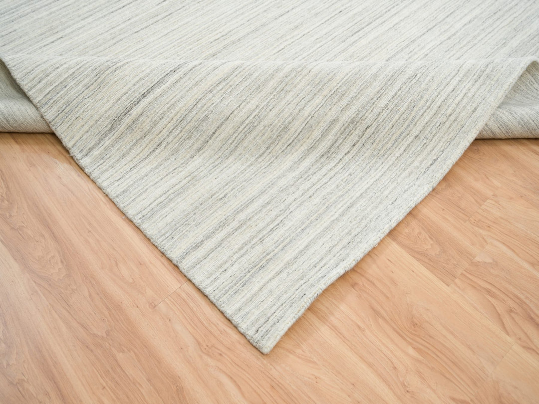 12'1" x 12'0" New Hand Loomed Ivory Wool Square Oriental Rug - MOA10264994