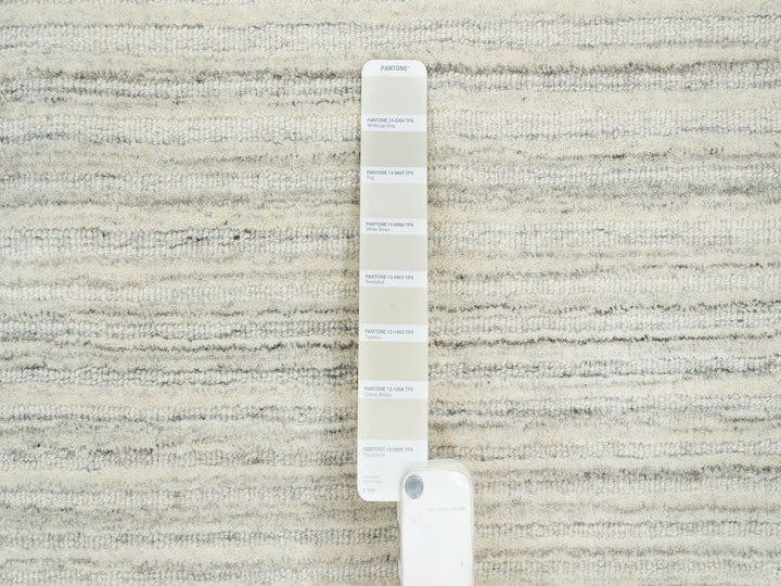 12'1" x 12'0" New Hand Loomed Ivory Wool Square Oriental Rug - MOA10264994