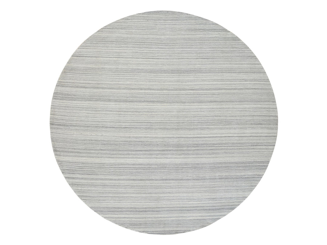 12'0" x 12'0" New Hand Loomed Grey Wool Round Oriental Rug - MOA10264995