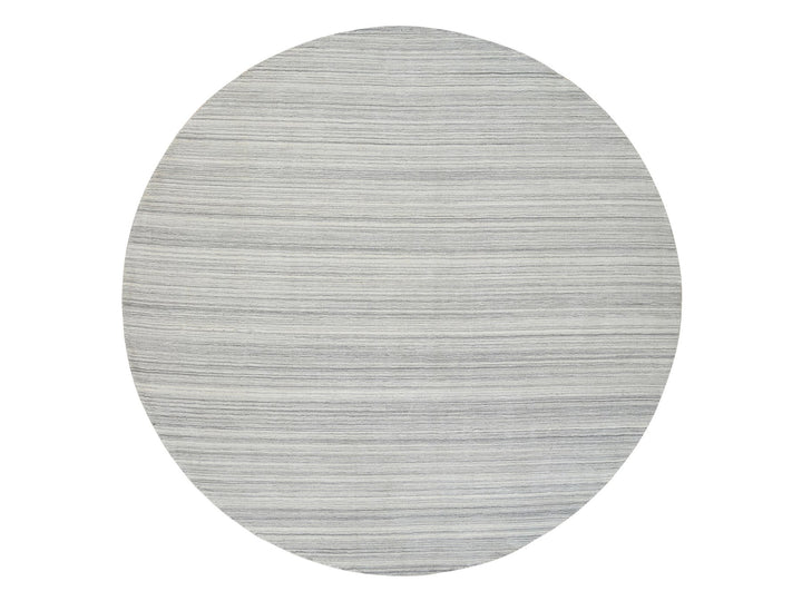 12'0" x 12'0" New Hand Loomed Grey Wool Round Oriental Rug - MOA10264995