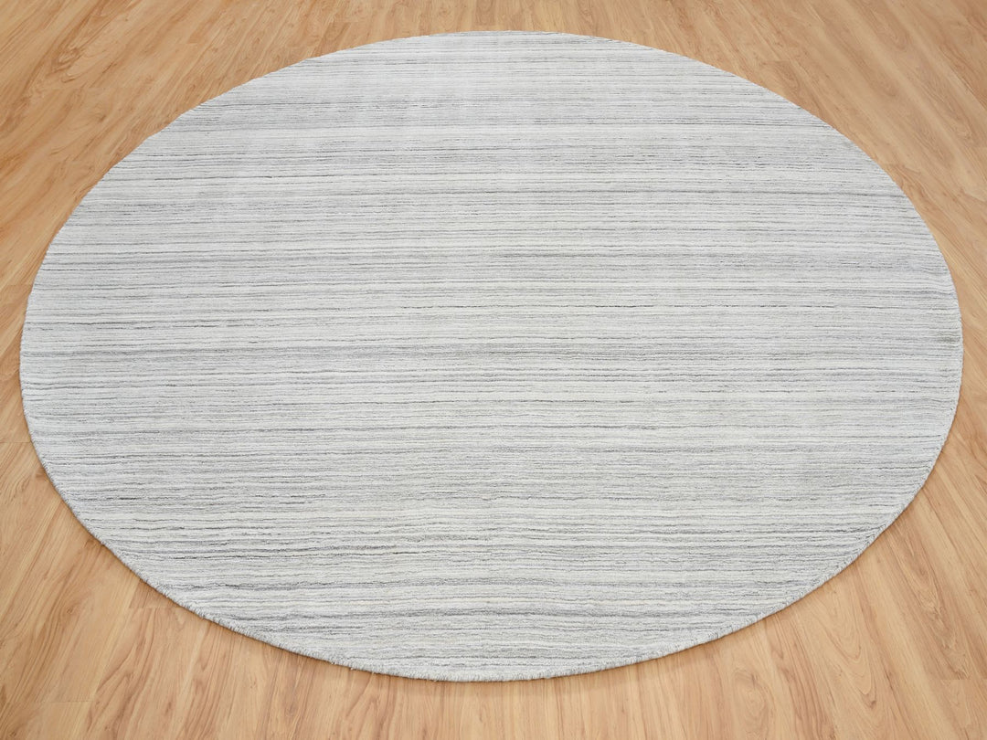 12'0" x 12'0" New Hand Loomed Grey Wool Round Oriental Rug - MOA10264995