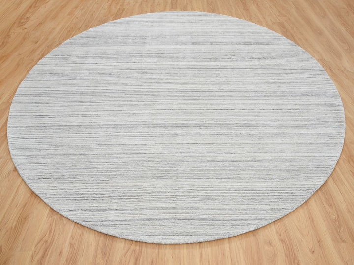 12'0" x 12'0" New Hand Loomed Grey Wool Round Oriental Rug - MOA10264995