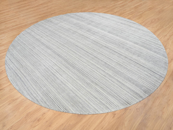 12'0" x 12'0" New Hand Loomed Grey Wool Round Oriental Rug - MOA10264995