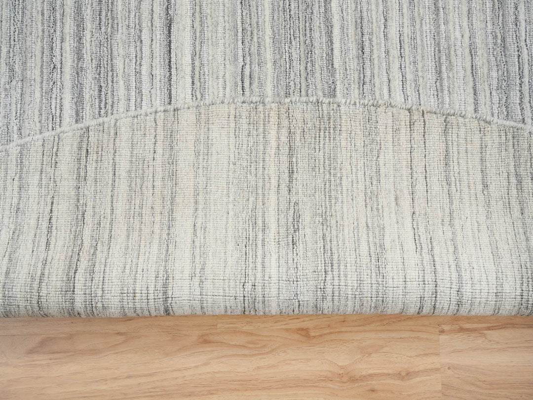 12'0" x 12'0" New Hand Loomed Grey Wool Round Oriental Rug - MOA10264995