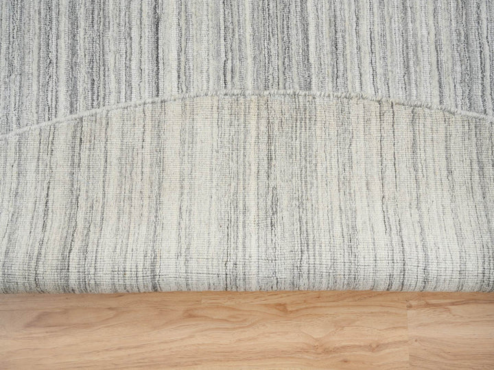 12'0" x 12'0" New Hand Loomed Grey Wool Round Oriental Rug - MOA10264995