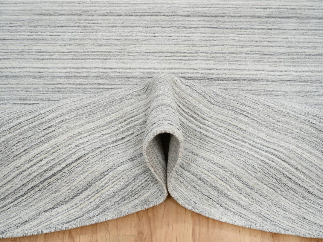 12'0" x 12'0" New Hand Loomed Grey Wool Round Oriental Rug - MOA10264995